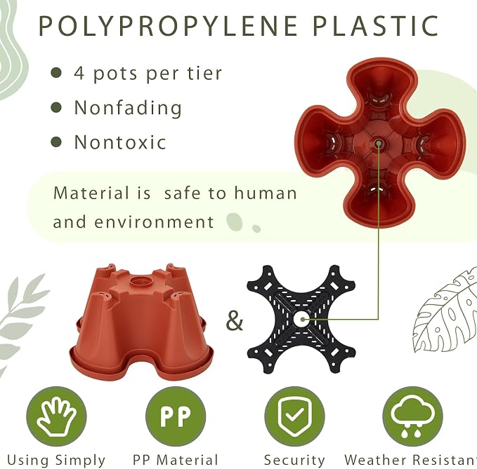 Umigy 2 Set of 7 Tier Vertical Planter Stackable Tower Planters Strawberry Herb - Image 5