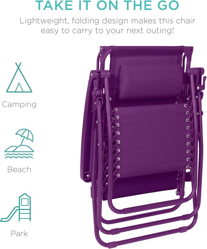 Best Choice Products Folding Zero Gravity Outdoor Recliner Patio Lounge Chair - Image 7