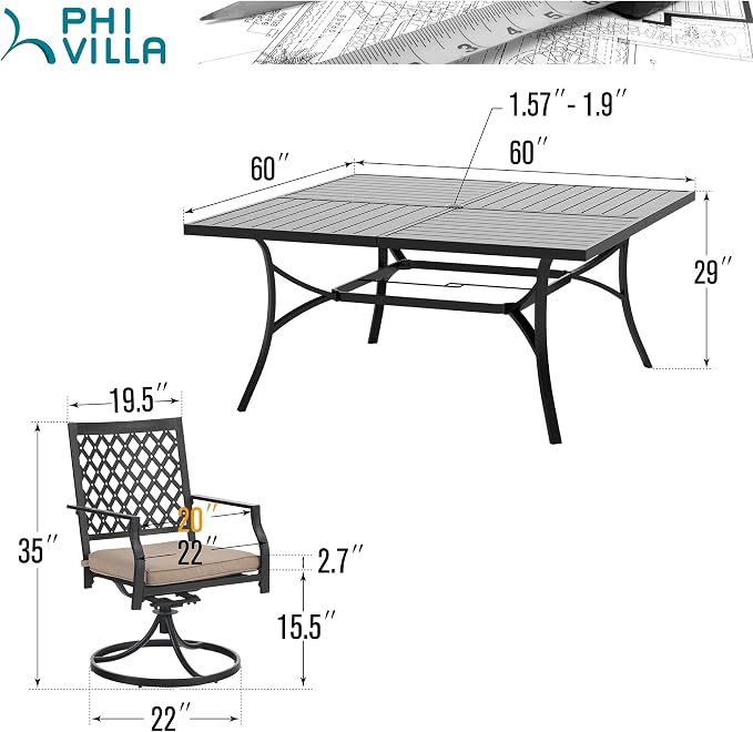 PHI VILLA 9 Pieces Outdoor Dining Set - Image 9
