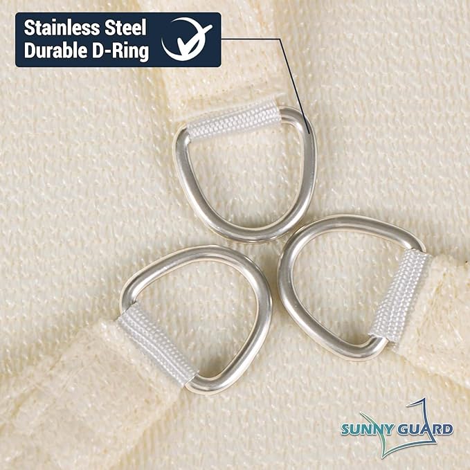 SUNNY GUARD Custom Size 20'x24'x24' Triangle Butter Cream UV Block Sunshade - Image 6
