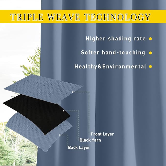 NICETOWN 2 Panels Outdoor Curtains Waterproof Pocket & Back Tab on Top & Bottom - Image 6