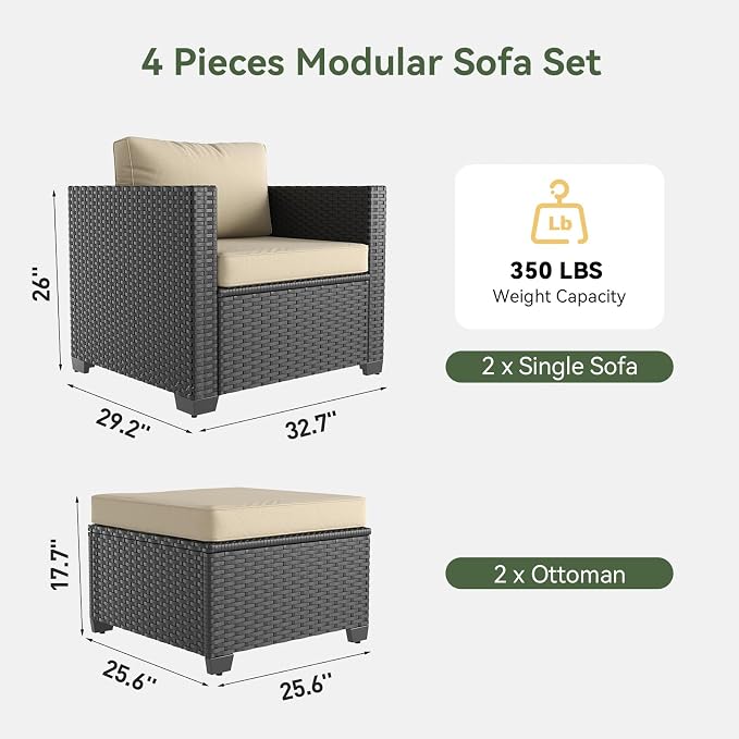Aoxun 4 Piece Patio Furniture Set - Image 6