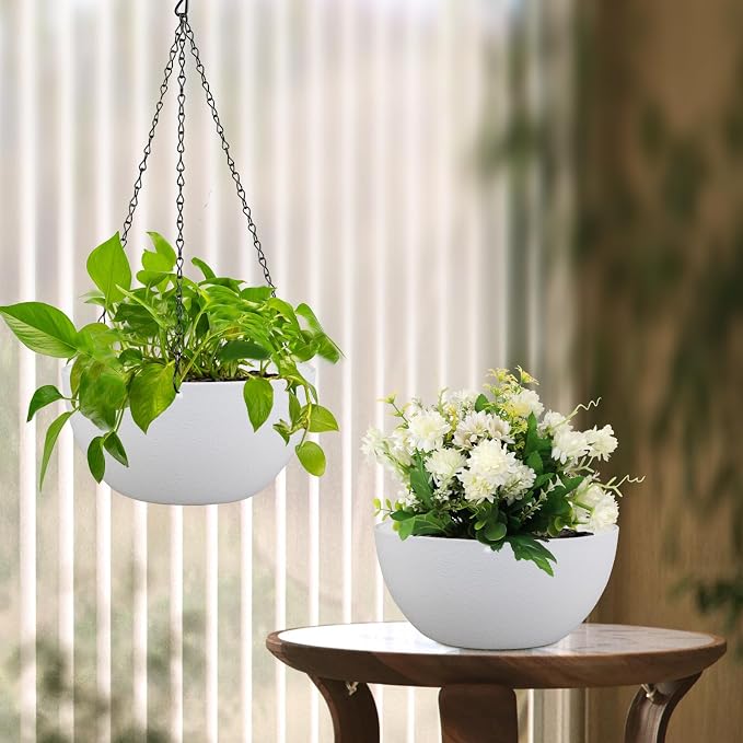 8 inch Small Hanging Planters for Indoor Outdoor Plants, 2 Pack Hanging Flower - Image 7