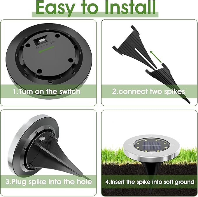 INCX 4.6 inch Solar Lights for Outside, 8 Pack Solar Light Outdoor Waterproof - Image 4