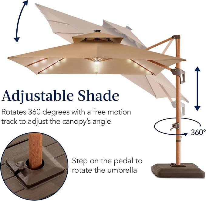 Best Choice Products 10ft Square Cantilever Patio Umbrella w/Base Included - Image 8