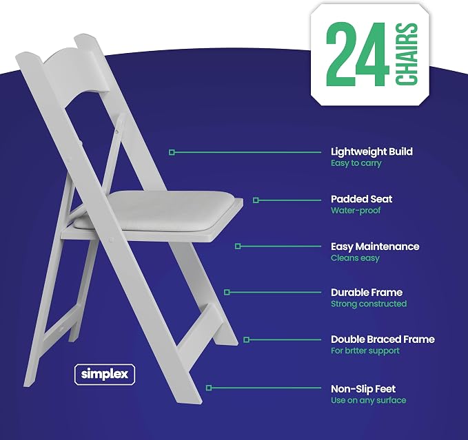 Simplex Furniture Modern White Resin Foldable Chair - Image 4