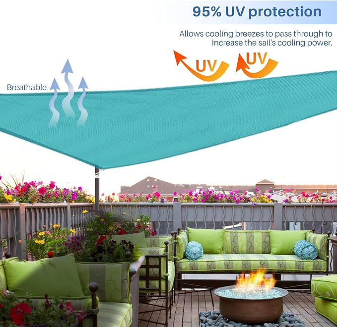 E&K Sunrise 17' x 17' x 17' Sun Shade Sail Triangle Canopy Shade Cover UV Block - Image 5