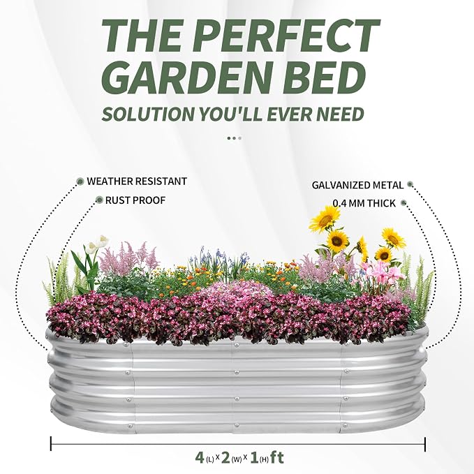 1MORE Galvanized Raised Garden Bed- Planter Garden Boxes Outdoor, Raised Beds - Image 4