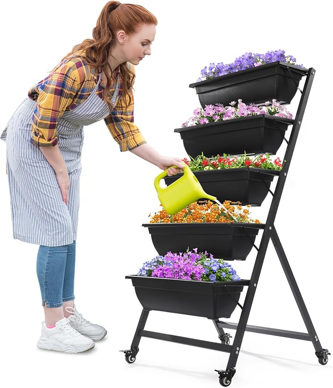 Outvita 4.4 FT Vertical Garden Bed, 5 Tier Vertical Raised Planter, Removable by Outvita