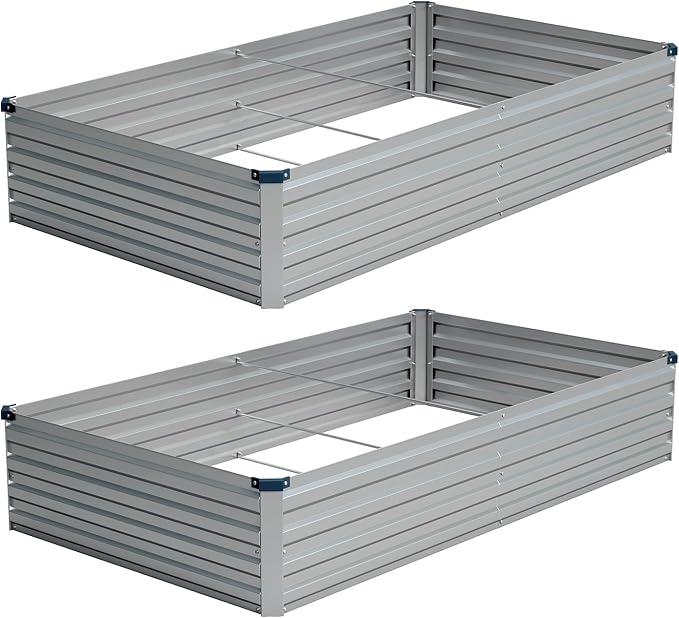 Vengarus 8x4x1FT Galvanized Raised Garden Bed Kit, Outdoor Metal Planter Box by Vengarus