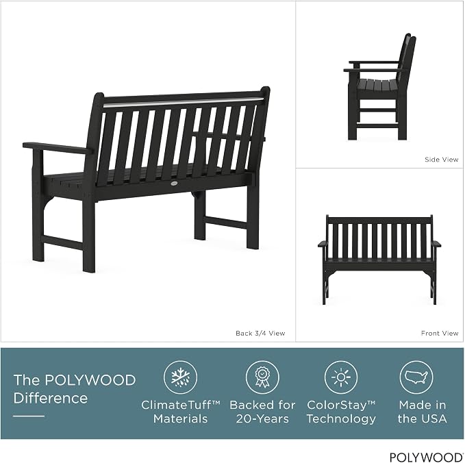 POLYWOOD GNB48BL Vineyard 48" Bench - Image 4