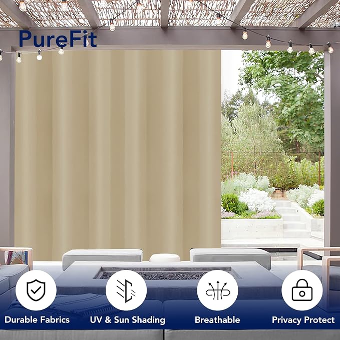 PureFit Outdoor Curtains for Patio Waterproof Weatherproof, UV and Fade - Image 3