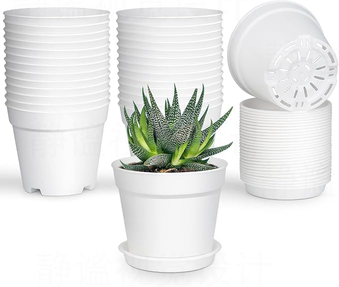 28 Pack 4 inch Small Plant Pots, Plastic Planters by SwinDuck