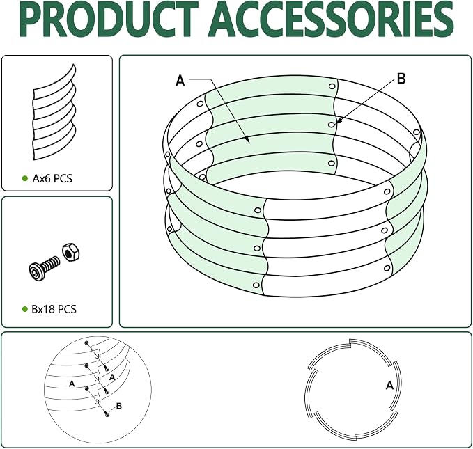2PCS 3x3x1FT Galvanized Raised Garden Bed Kit, Vegetable Boxes-Round Metal - Image 4