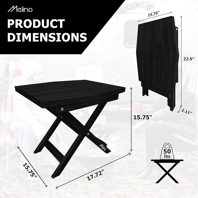 Melino Wooden Folding Outdoor Side Table, FSC Certified Acacia Weatherproof - Image 3