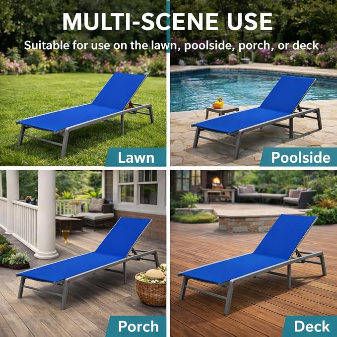 Kozyard Outdoor Foldable Lounge Chair, Aluminum Frame Patio Lounger - Image 7