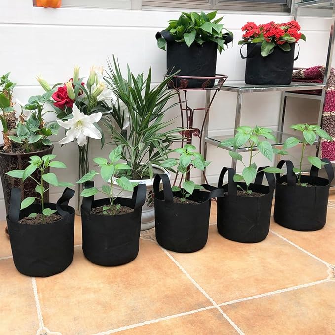 JERIA 12-Pack 25 Gallon Grow Bags, 300G Thickened Nonwoven Garden Pots - Image 7