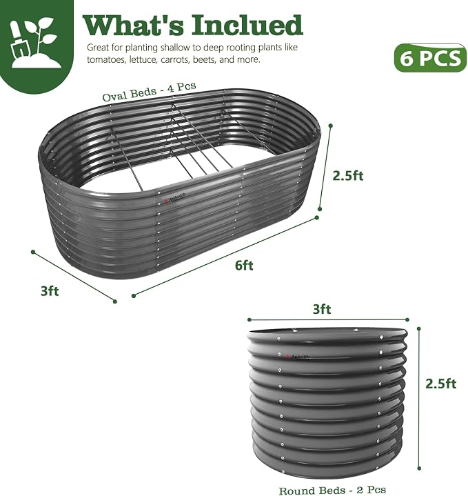 A ANLEOLIFE Set of 6, 30 Inch Extra Tall Galvanized Raised Garden Beds Kit - Image 2