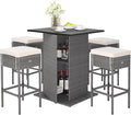 Tangkula 5 Piece Outdoor Rattan Bar Set, Patio Bar Furniture by TANGKULA