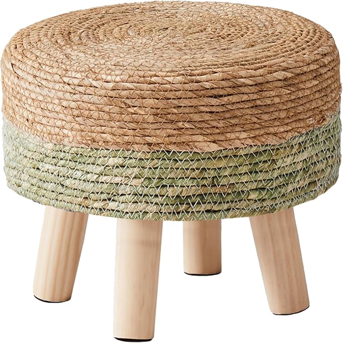 Cpintltr Ottoman Natural Seagrass Footrest Poufs Hand Weave Round Foot Stool by CpintltrFruniture