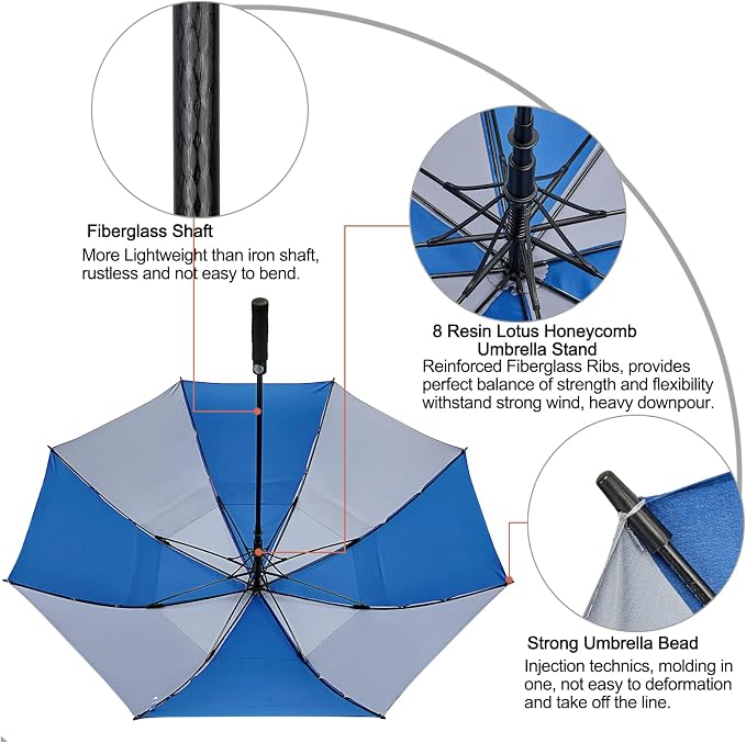 G4Free 47/54/62/68/72 Inch Automatic Open Golf Umbrella Oversize Extra Large - Image 4