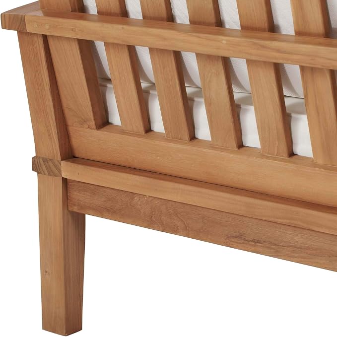 Modway Marina Outdoor Patio Teak Sofa in Natural White - Image 8