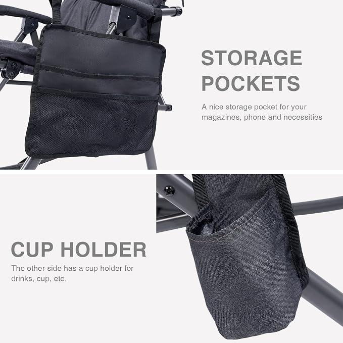 EVER ADVANCED Oversized Folding Rocking Camping Chair, Padded Portable Rocker - Image 6