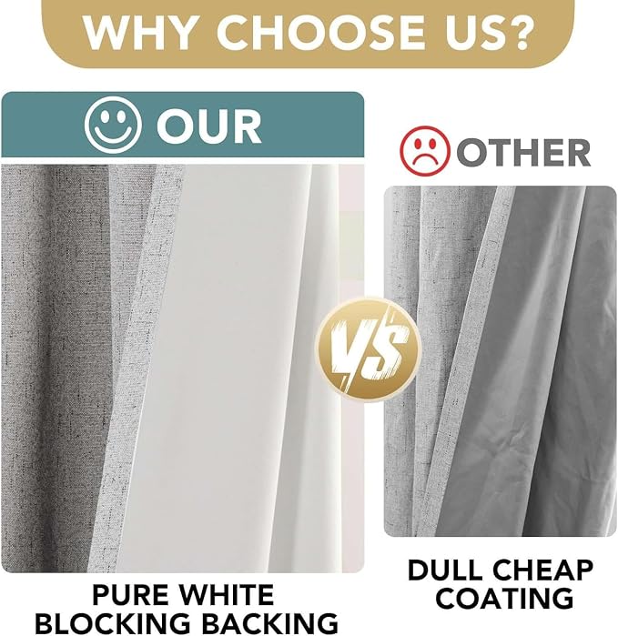 H.VERSAILTEX Linen Curtains 100% Blackout Curtains - Image 3