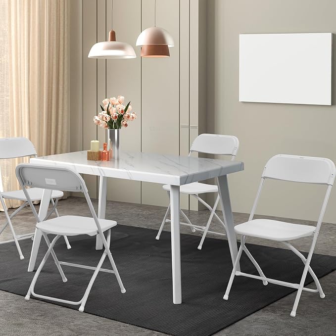 VINGLI 1 Pack White Plastic Folding Chair, Indoor Outdoor Portable Stackable - Image 2
