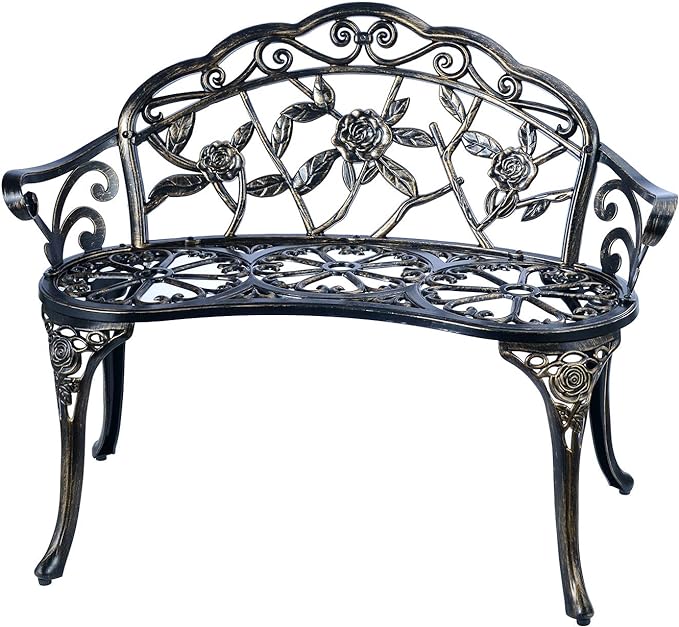 Patio Balcony Bench Double Seat, Anti-Rust Cast Aluminum Patio Garden Bench by C%2FG+patio+casa