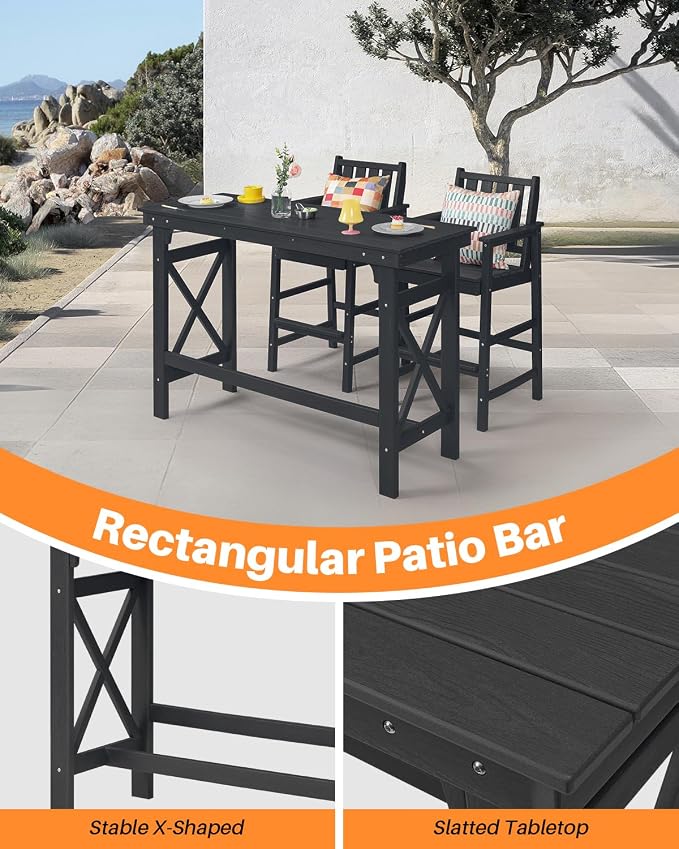 HDPE Patio Bar Table, Adirondack Outdoor Bar Height Table, HDPE Outside Pub - Image 6