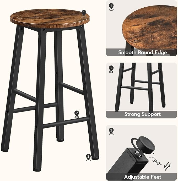 HOOBRO Bar Stools, Barstools Set of 2, Counter Height Barstools, 24.8" Bar - Image 10