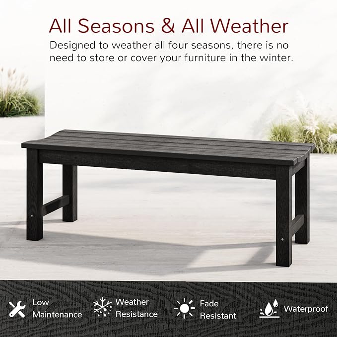 Stoog Outdoor Benches Set of 2, 2-Person Backless Patio Bench, All-Weather HIPS - Image 4