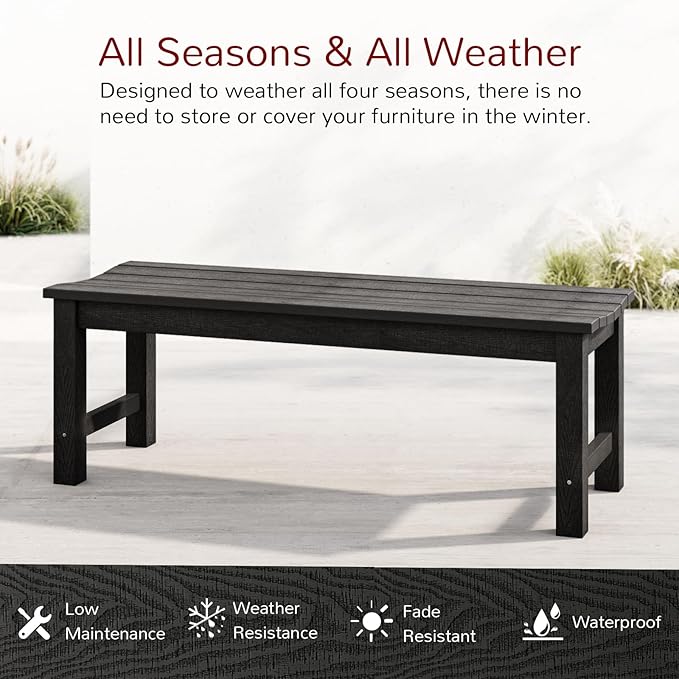 Stoog Outdoor Bench, 2-Person Patio Backless Bench, All-Weather HIPS Garden - Image 4