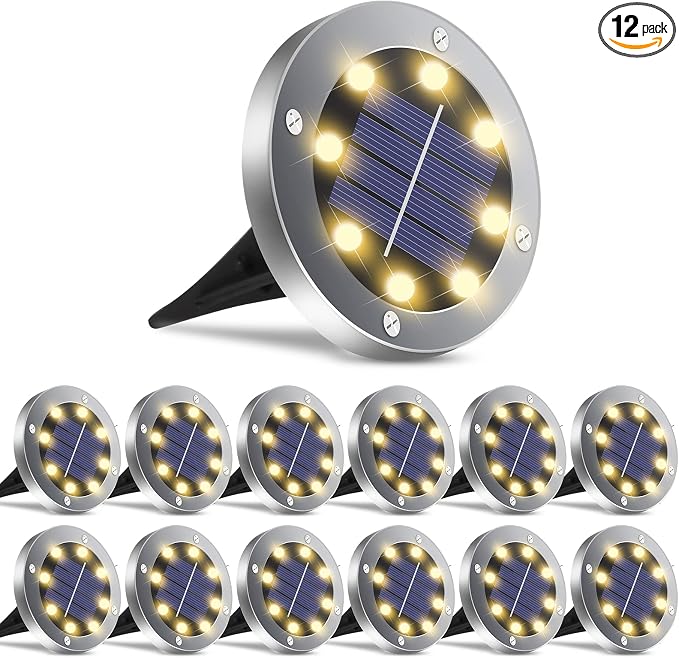 Solar Lights Outdoor Waterproof, 12 Pack Solar Ground Lights by OULONGER