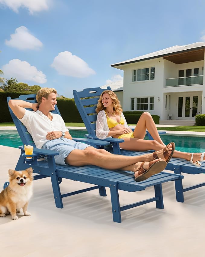 Carauci Lounge Chair Outdoor, HDPE Chaise Lounge - Image 2