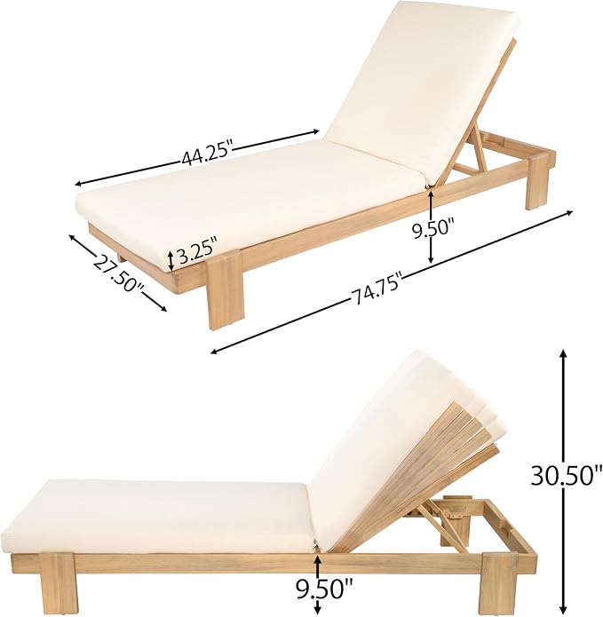 Christopher Knight Home Duska Acacia Wood Chaise Lounge Chair Set of 2 - Image 2