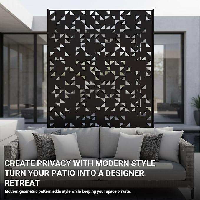 Metal Privacy Screen Outdoor 6FT – Laser-Cut Geometric Mosaic Decorative Steel - Image 2