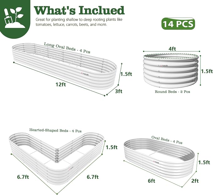 A ANLEOLIFE Set of 14, 18 Inch Tall Raised Garden Beds Kit, Heart-Shaped - Image 2