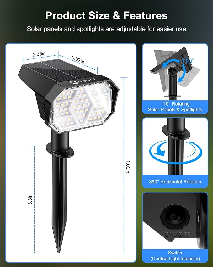 Brightown 4Pack Solar Spot Lights Outdoor - Image 7