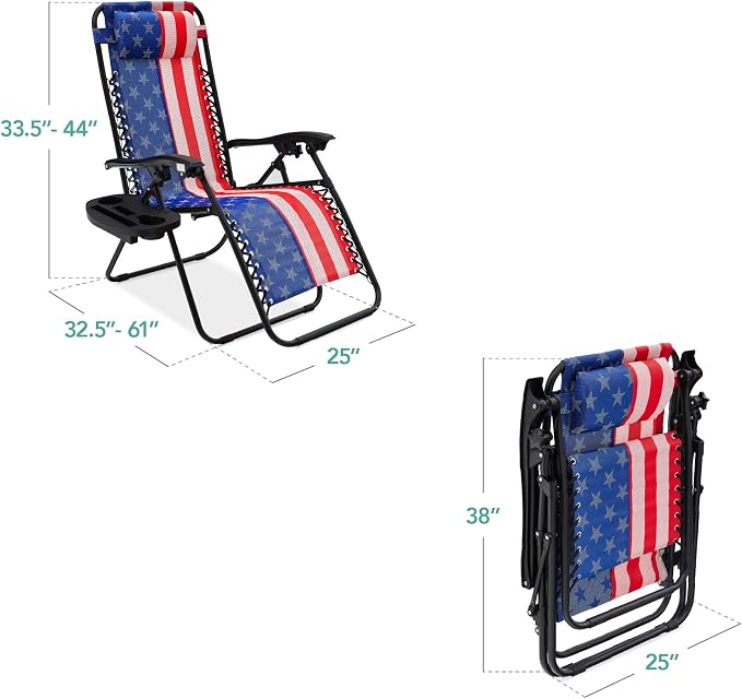 Best Choice Products Set of 2 Adjustable Steel Mesh Zero Gravity Lounge Chair - Image 3
