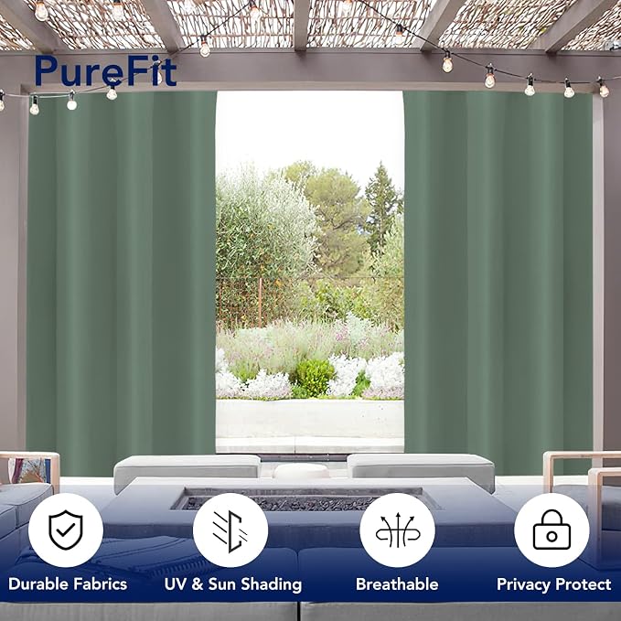 PureFit Outdoor Curtains for Patio Waterproof Weatherproof, UV Resistant - Image 3