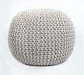 FRELISH DECOR Round Pouf Ottoman Hand Knitted 100% Cotton Pouf Foot Stool by FrelishDecor