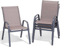 Patio Chairs Set of 4, Easily Set Up Stackable Outdoor Dining Chairs by Dovov