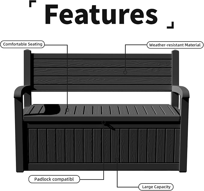 DRATO 75 Gallon Storage Bench Deck Box Outdoor Indoor, Lockable Durable - Image 5