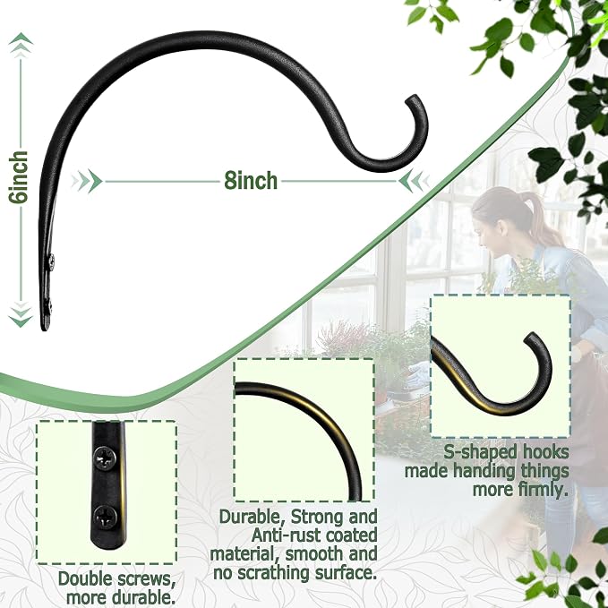 Qiang Ni Hanging Plant Bracket Hooks: 8 Inch Wall Plant Hook Planters and Decor - Image 4