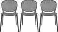 2xhome Set of 3 Patio Dining Chairs | Modern Stackable Outdoor Pool Side Chair by 2xhome