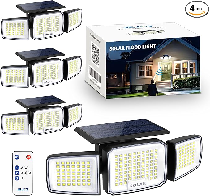 Solar Security Light Outdoor Super Bright LED, Motion Sensor Flood Light by JEJOT
