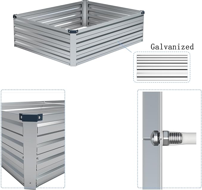 4×3×1FT Galvanized Raised Garden Bed Kit, Metal Planter Boxes, Large Raised - Image 3
