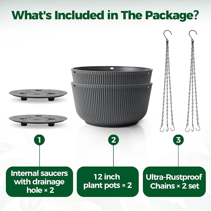 T4U 12 Inch Large Hanging Planters - Image 6
